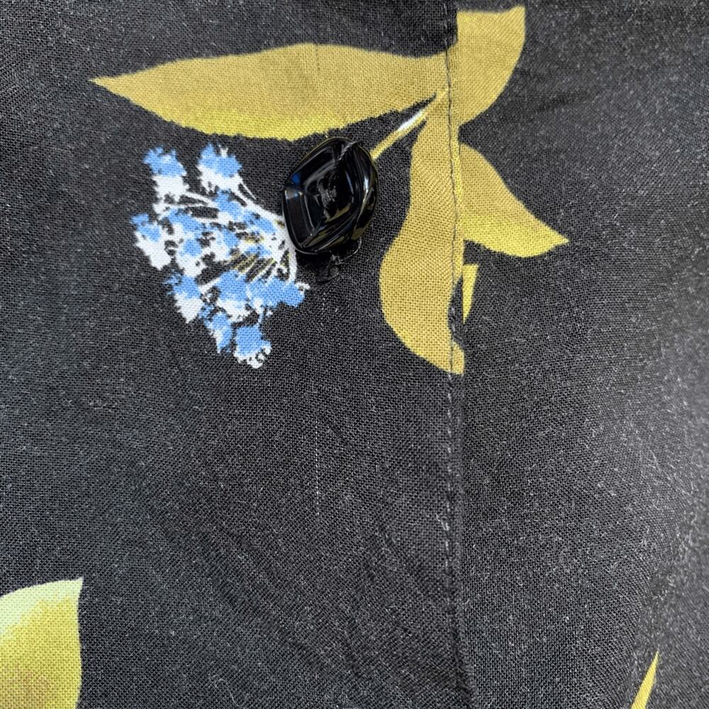 Vintage Black Floral Button Front Romantic Grunge Flowing Midi Skirt Cottage - Picture 7 of 9